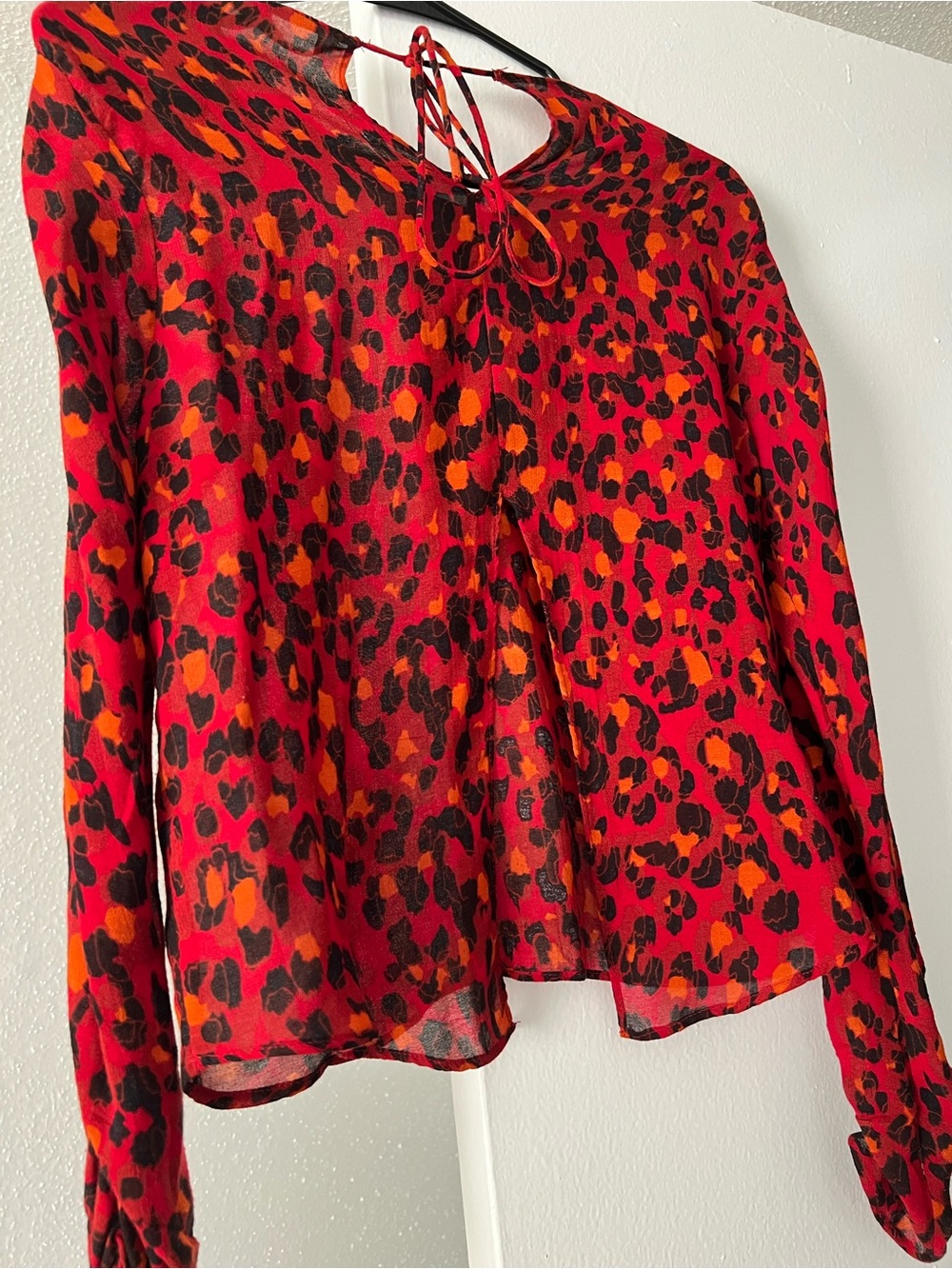 ZARA red leopard print blouse